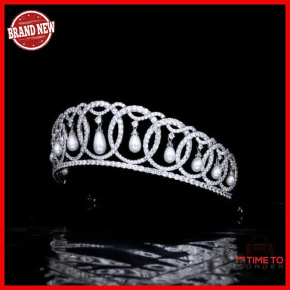 Vintage Crystal Pearl Tiara 5.9\